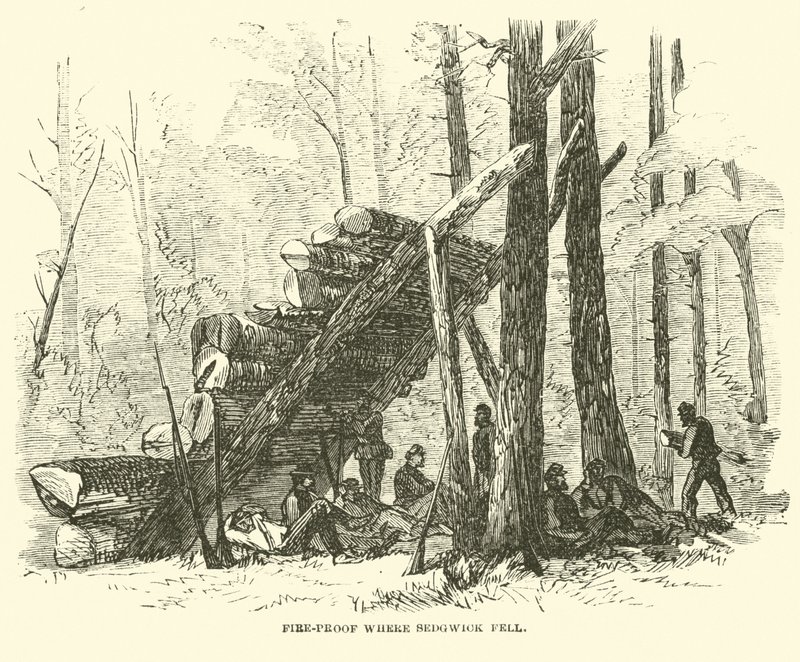 Ohnivzdorné místo, kde Sedgwick spadl, květen 1864 od American School
