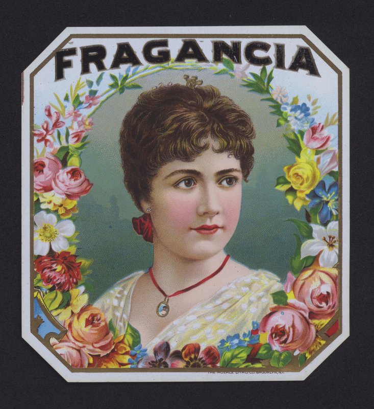 Fragancia, etiketa na doutníky (chromolitho) od American School