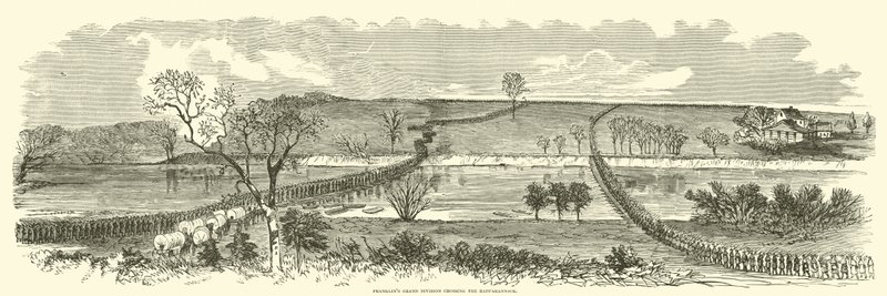 Franklins Grand Division překračující Rappahannock, prosinec 1862 od American School