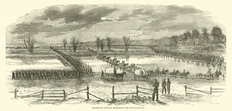 Franklins divize překračuje Rappahannock, prosinec 1862 od American School