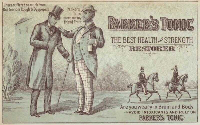 Gentleman nabízející potravinové tonikum od American School