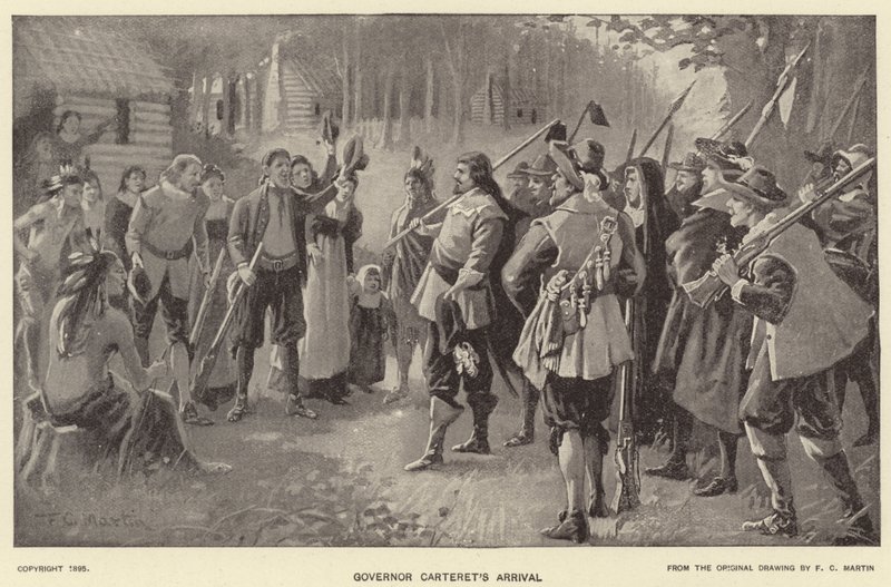 Příjezd guvernéra Cartereta (litografie) od American School