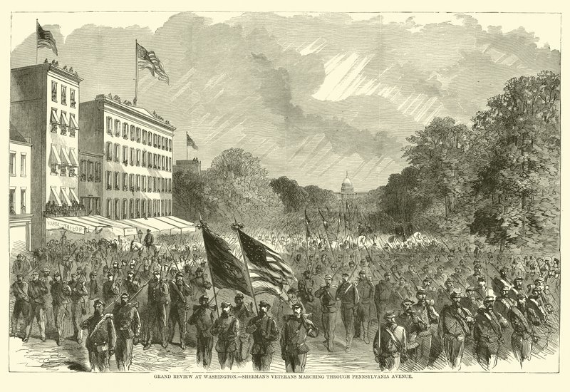Velká recenze ve Washingtonu, Shermans veteráni pochodující přes Pennsylvania Avenue, květen 1865 od American School