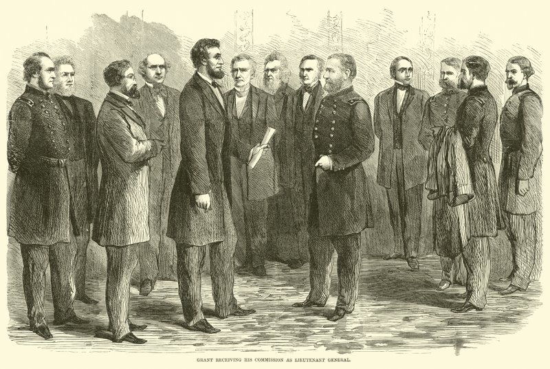 Grant obdrží své pověření jako generálporučík, květen 1864 od American School