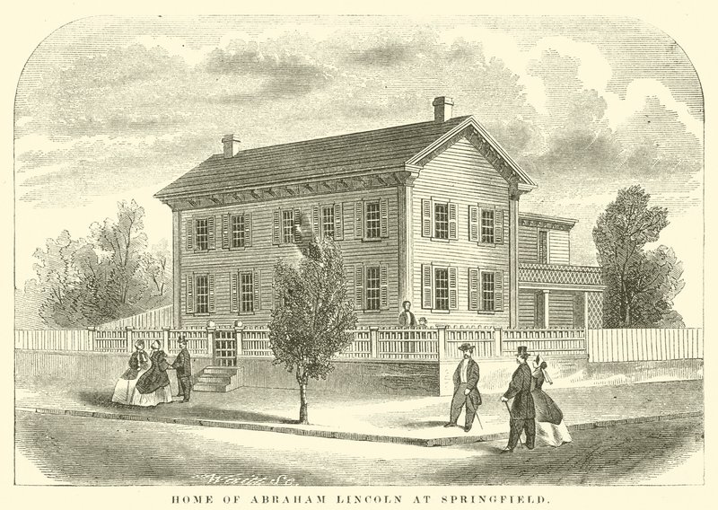 Domov Abrahama Lincolna ve Springfieldu (rytina) od American School