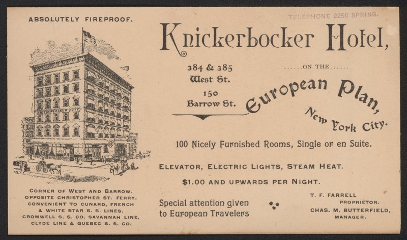 Hotel Trade Card od American School