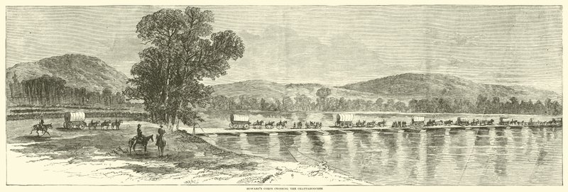 Howardsův sbor překračující Chattahoochee, červenec 1864 od American School