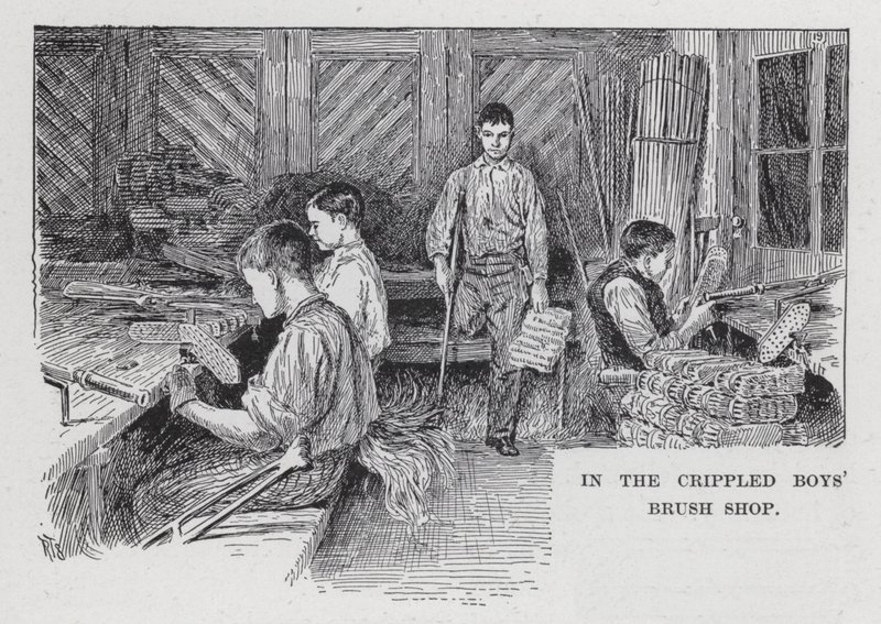 V obchodě se štětcem zmrzačených chlapců (litho) od American School