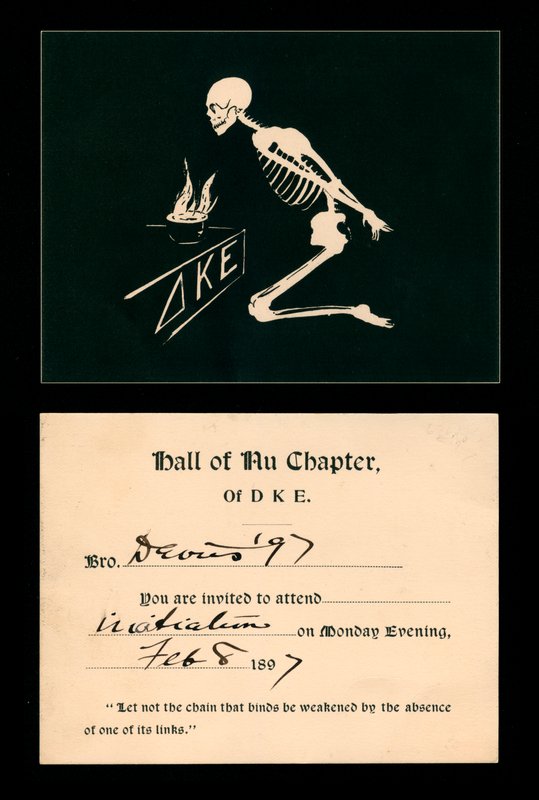 Pozvánka na zasvěcení do bratrstva Delta Kappa Epsilon od American School