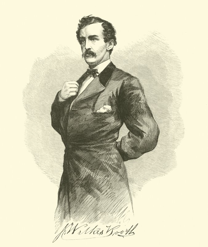 J Wilkes Booth, duben 1865 od American School