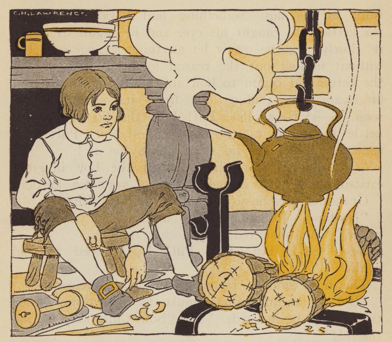 James Watt se dívá na varnou konvici své babičky (barva litho) od American School