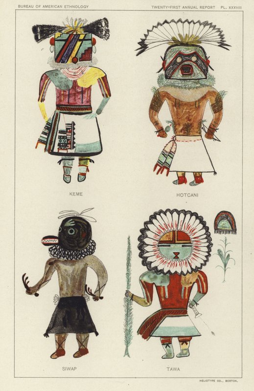 Keme, Hotcani, Siwap, Tawa (barevná litografie) od American School