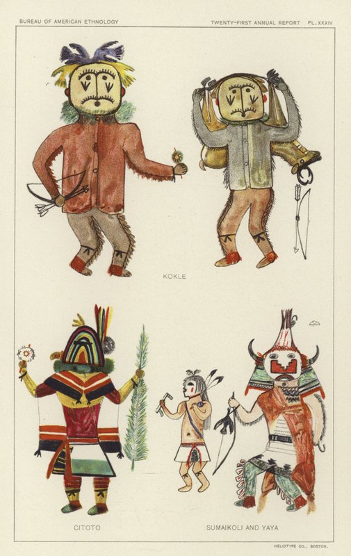 Kokle, Citoto, Sumaikoli a Yaya (barevná litografie) od American School