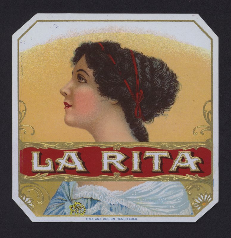 La Rita, etiketa doutníku (chromolitho) od American School
