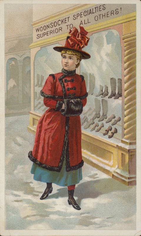Lady okno nakupování ve sněhu od American School