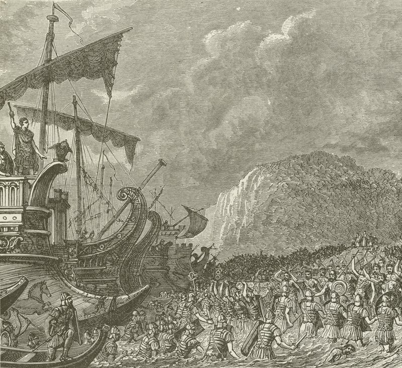 Vylodění Římanů pod Caesarem v Británii, B C 55 od American School