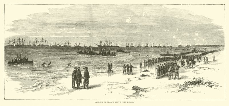 Vylodění vojsk nad Fort Fisher, leden 1865 od American School