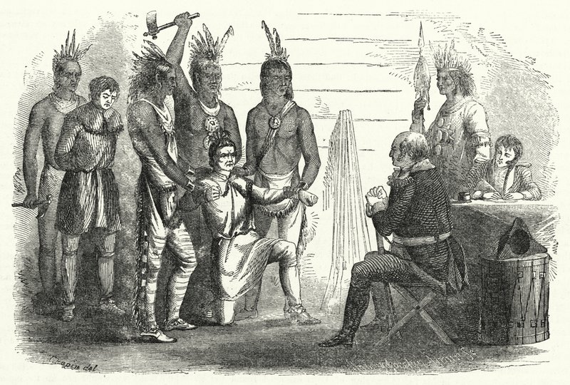 Poručík Boyd před plukovníkem Butlerem, incident divoké shovívavosti a civilizované pomstychtivosti (rytina) od American School