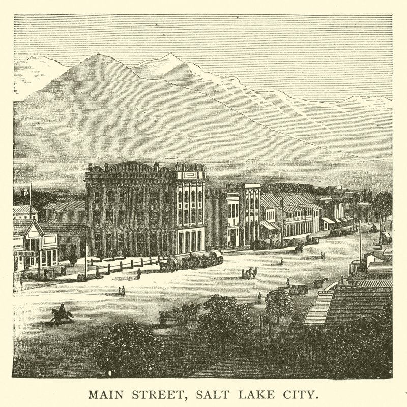 Hlavní ulice, Salt Lake City (rytina) od American School
