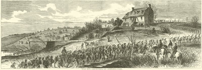 Mine Run, překřížení v Germania Ford, listopad 1863 od American School