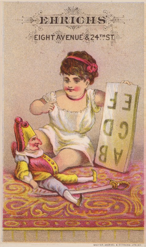 Pan Punch s abecedou a mladou dívkou od American School