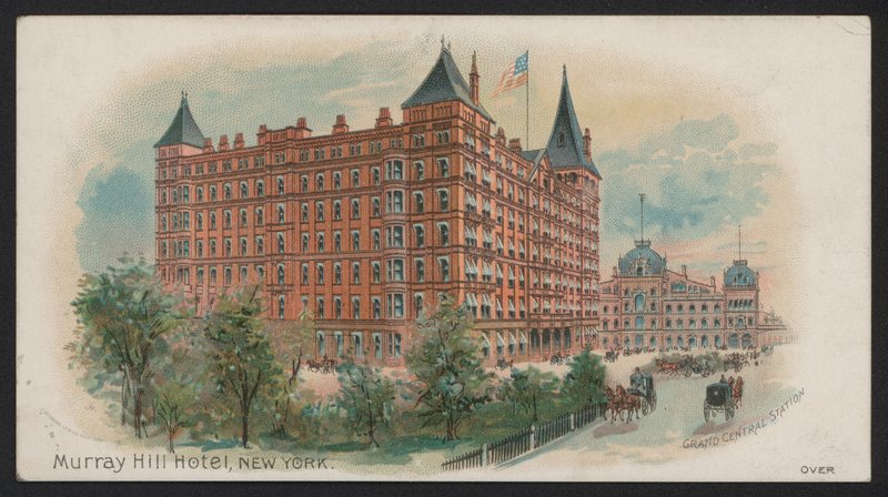 Murray Hill Hotel, New York, USA (barevná rytina) od American School