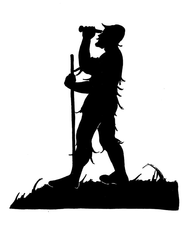 Jedna ze sady siluet Robinsona Crusoe (litografie) od American School