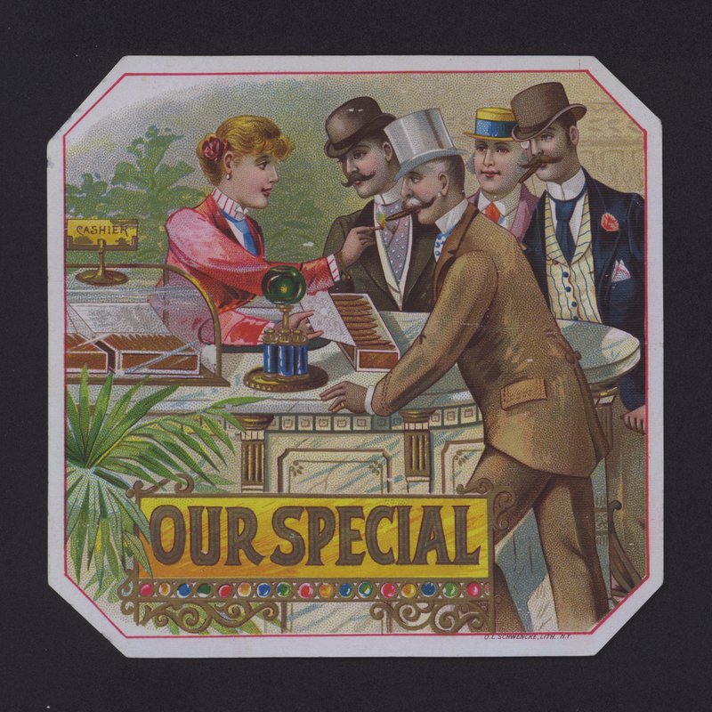Naše speciální, etiketa na doutníky (chromolitho) od American School