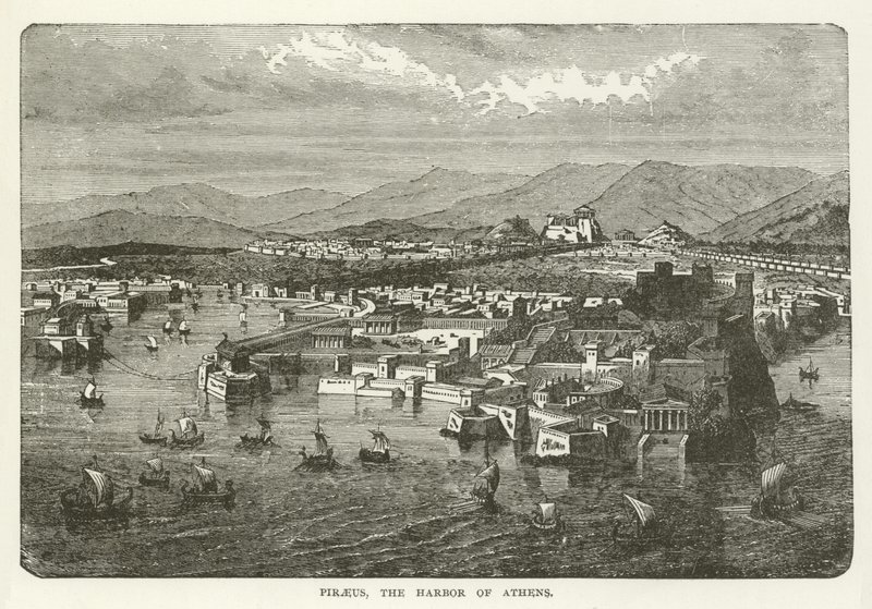 Pireus, přístav v Aténách od American School