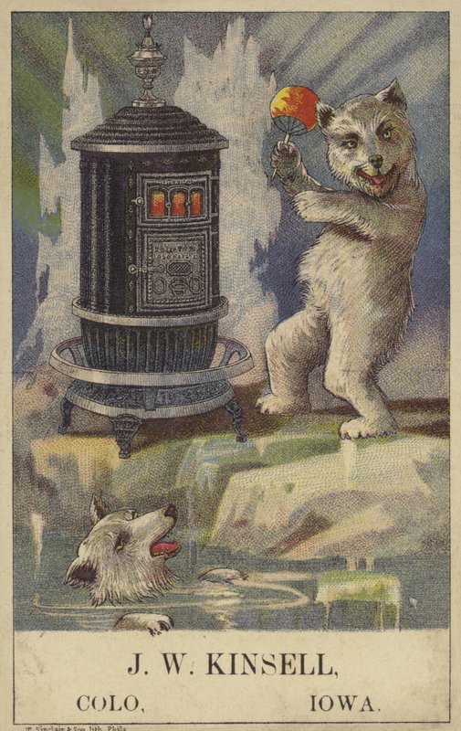 Lední medvěd tančící u kamen (chromolitho) od American School