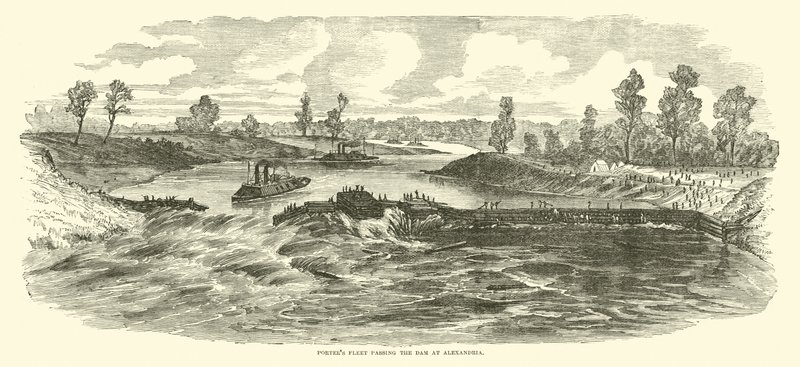 Flotila nosičů kolem přehrady v Alexandrii, květen 1864 od American School