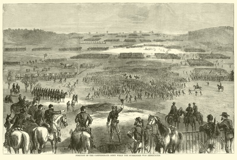 Pozice Konfederační armády, když byla oznámena kapitulace, duben 1865 od American School