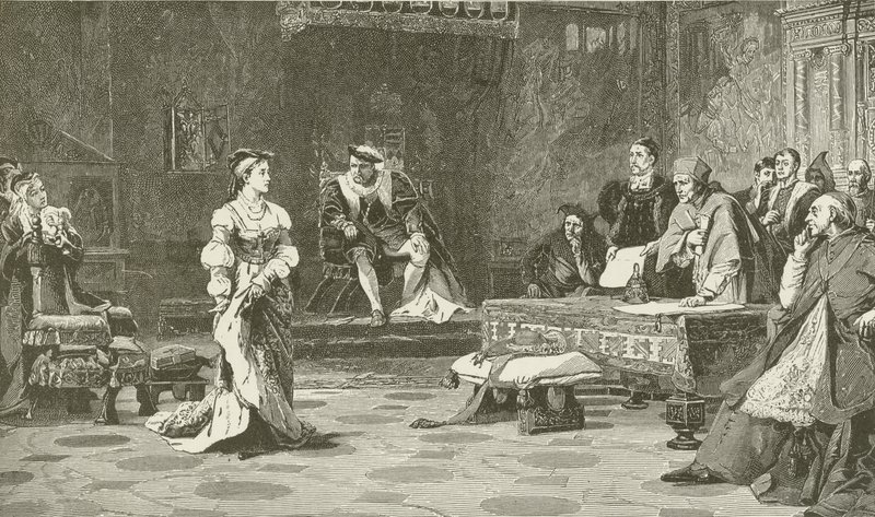 Královna Catharine, Aragonská, popírá právo církevního soudu posuzovat její věc od American School