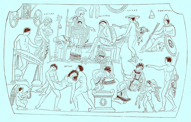 Ransom of Hektor, ilustrace z Dějiny Řecka od Victora Duruye, vydáno 1890 (digitálně vylepšený obrázek) od American School