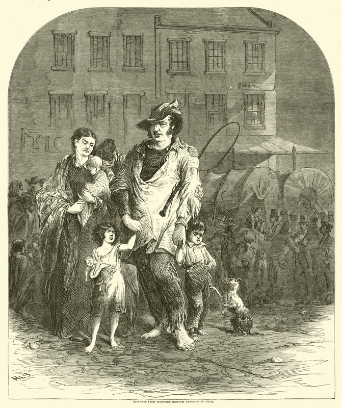 Uprchlíci ze severní Missouri vstupující do St Louis, září 1864 od American School
