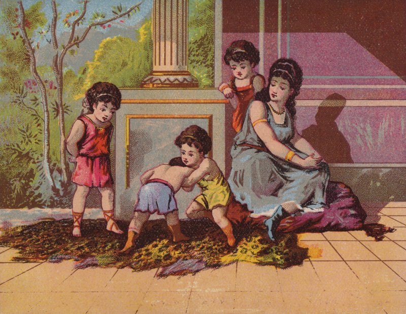 římská dáma s dětmi hrají od American School
