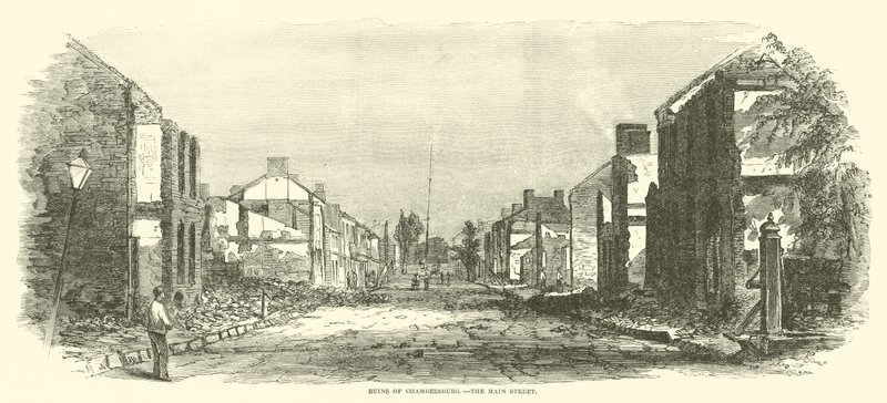Ruiny Chambersburgu, hlavní ulice, září 1864 od American School