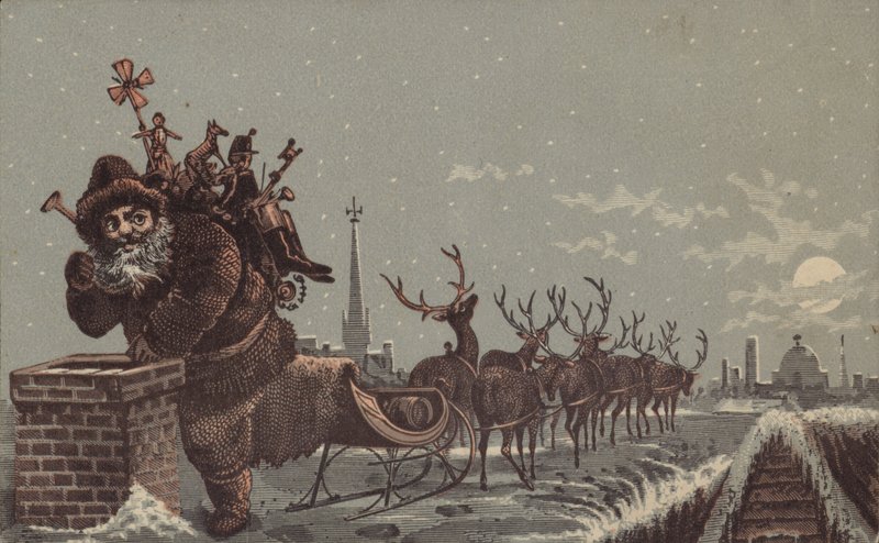 Santa A Sobi Doručování Dárky od American School