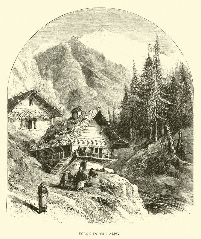 Scéna v Alpách od American School