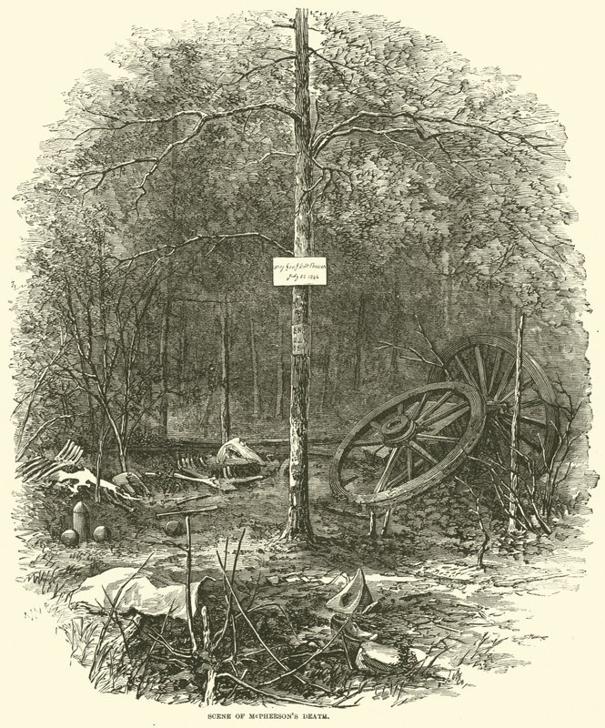Scéna McPhersonovy smrti, červenec 1864 od American School