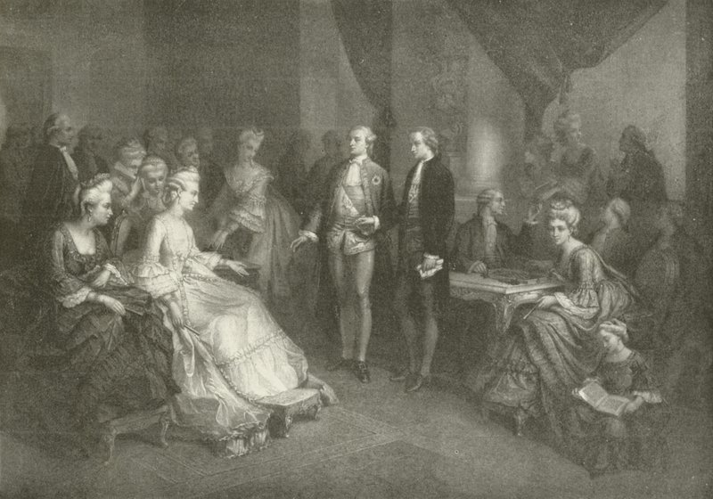 Schiller představen princezně Saxe Weimar (hlubotisk) od American School