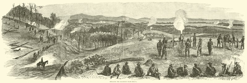 Ostřelování železnice poblíž Resaca, květen 1864 od American School