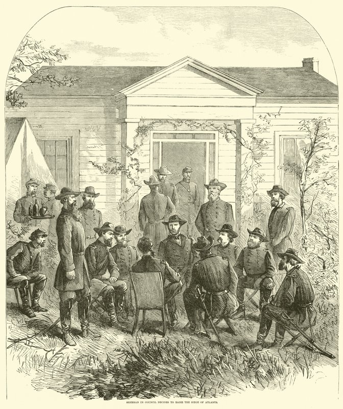 Sherman v Radě se rozhodne vyvolat obléhání Atlanty, červenec 1864 od American School