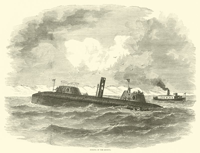 Potopení Keokuku, červenec 1863 od American School