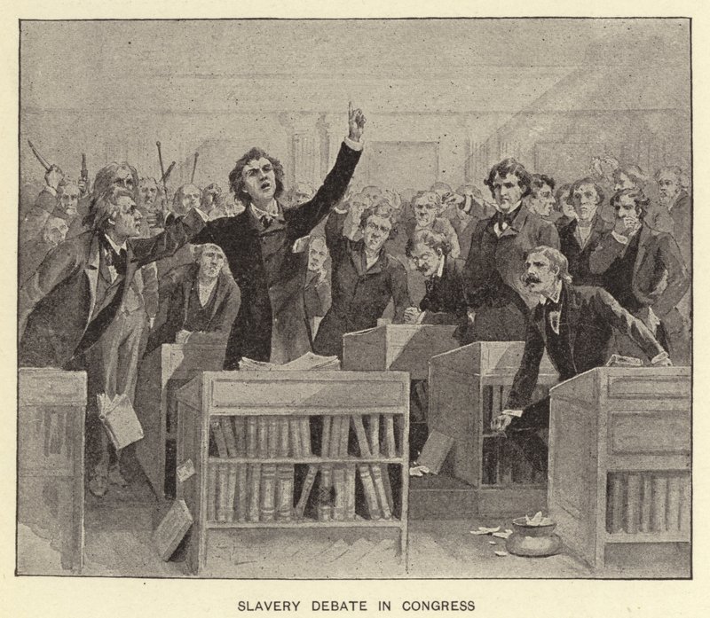 Debata o otroctví v Kongresu (litografie) od American School