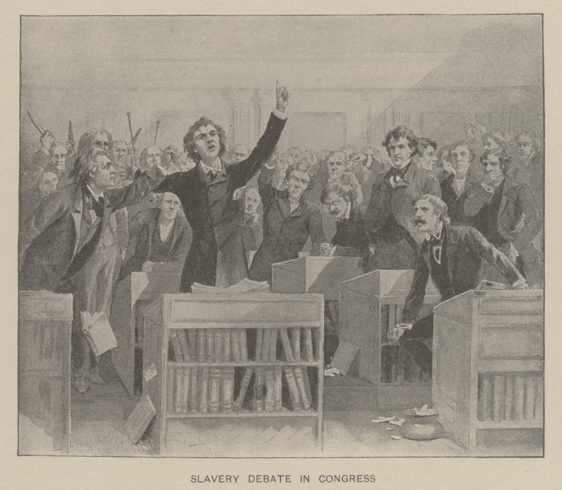 Debata o otroctví v Kongresu (litografie) od American School