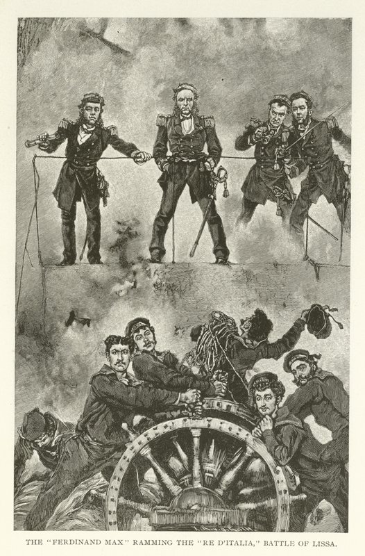 Ferdinand Max razí Re dItalia, bitva u Lissa od American School