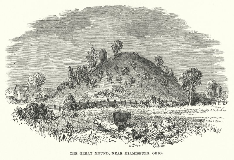 The Great Mound, poblíž Miamisburg, Ohio (rytina) od American School