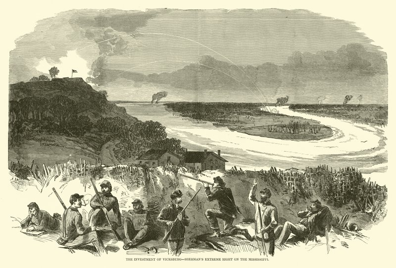 The Investment of Vicksburg, Shermans extrémní pravice na Mississippi, květen 1863 od American School