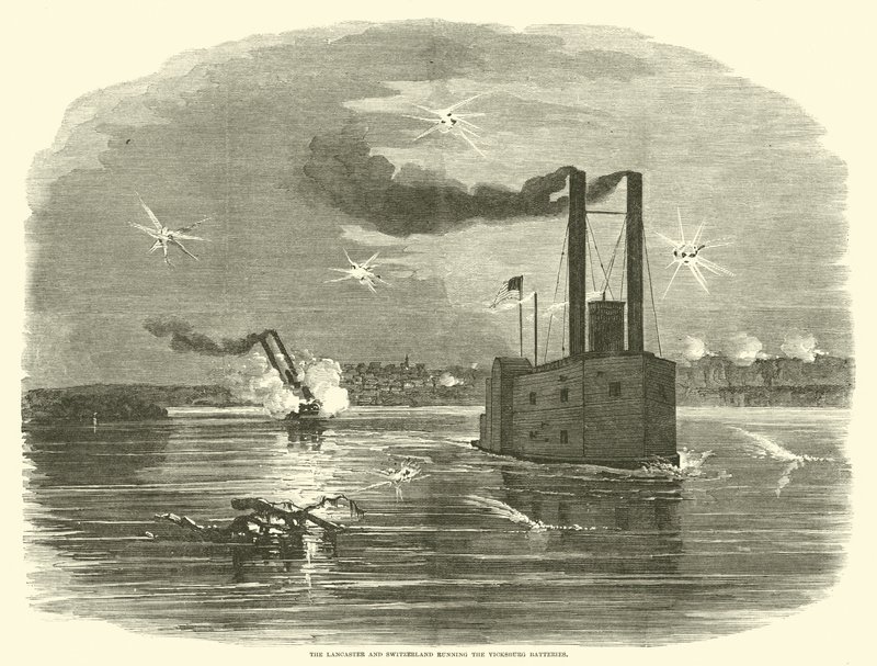 Lancaster a Švýcarsko provozující baterie Vicksburg, březen 1863 od American School